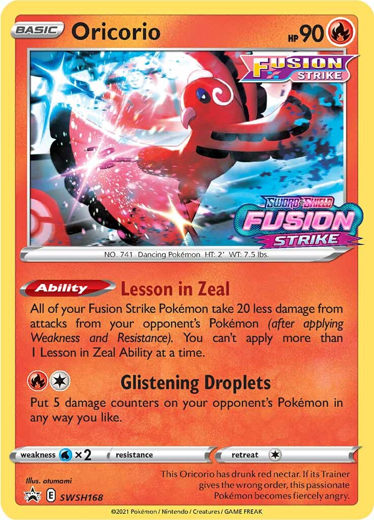 Oricorio (SWSH168) (Prerelease Promo) [Sword & Shield: Black Star Promos] | Mega City Incorporated