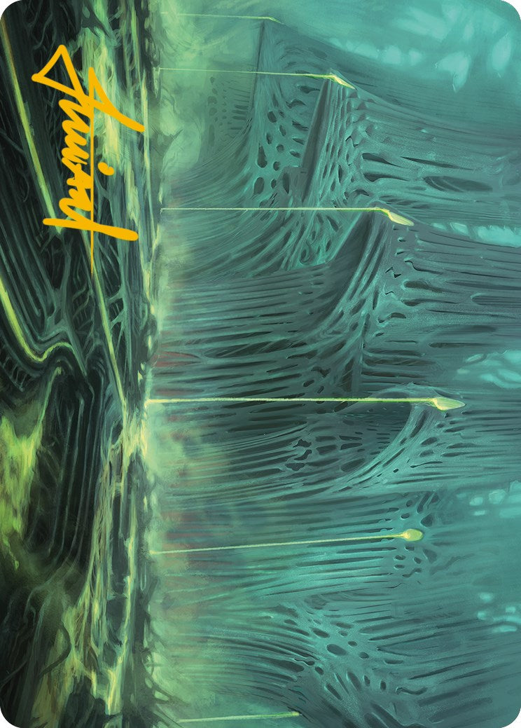 Swamp Art Card (Gold-Stamped Signature) [Phyrexia: All Will Be One Art Series] | Mega City Incorporated