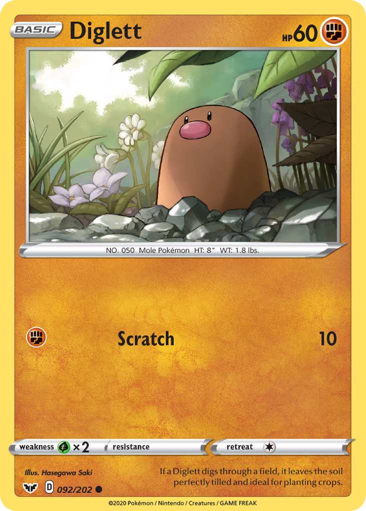 Diglett (092/202) [Sword & Shield: Base Set] | Mega City Incorporated