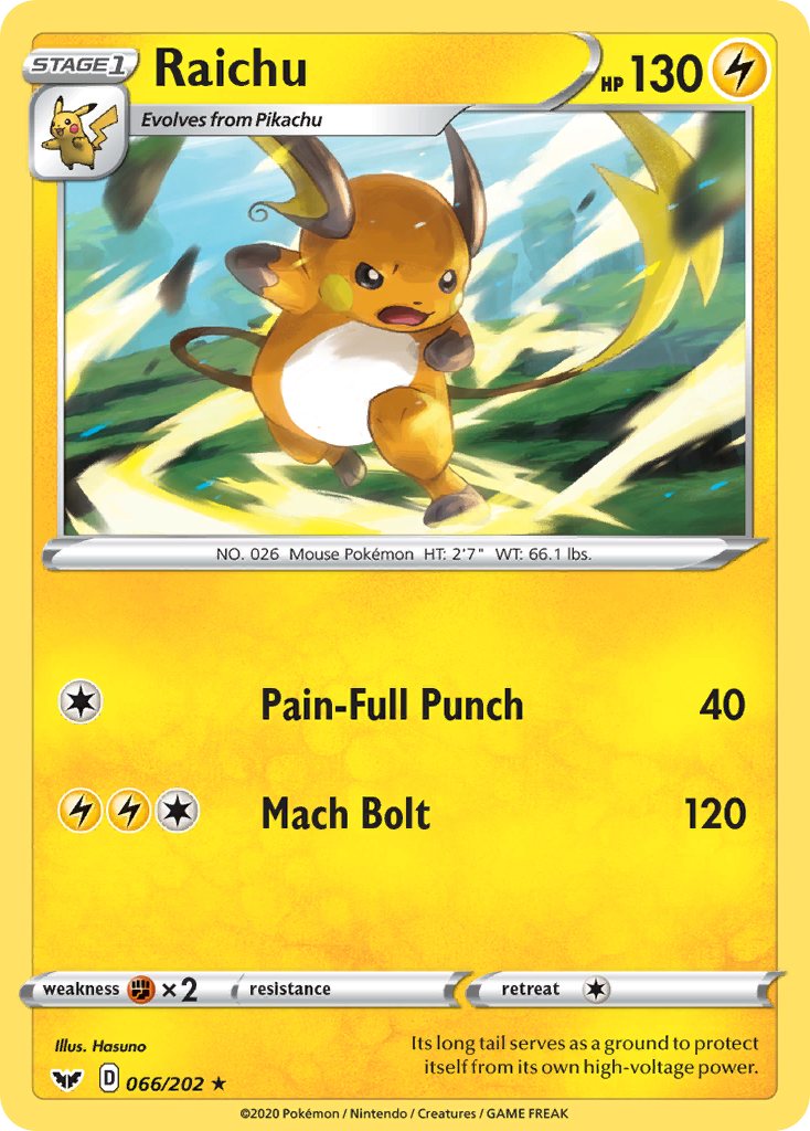 Raichu (066/202) [Sword & Shield: Base Set] | Mega City Incorporated