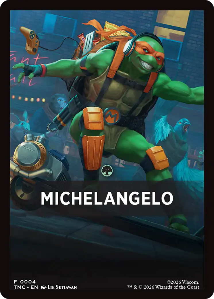 Michelangelo Theme Card [Teenage Mutant Ninja Turtles Commander Tokens] | Mega City Incorporated