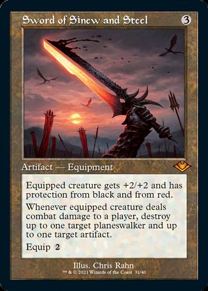 Sword of Sinew and Steel (Retro Foil Etched) [Modern Horizons] | Mega City Incorporated