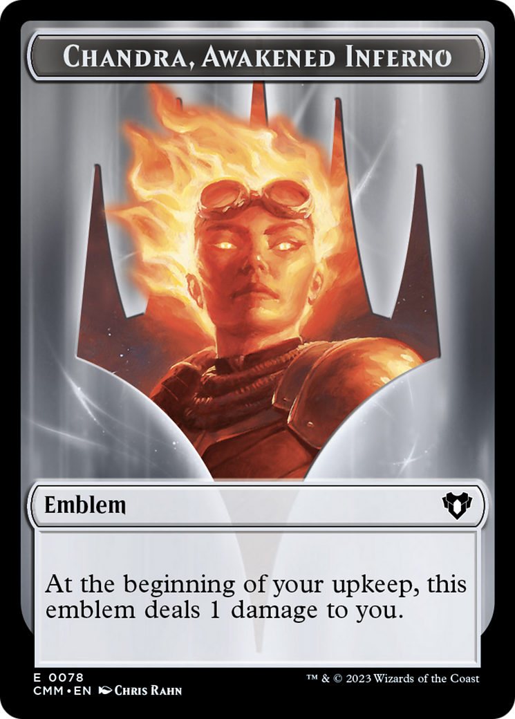 Chandra, Awakened Inferno Emblem // Wizard Double-Sided Token [Commander Masters Tokens] | Mega City Incorporated