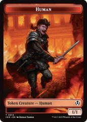 Human (0014) // Emblem - Chandra, Dressed to Kill Double-Sided Token [Innistrad Remastered Tokens] | Mega City Incorporated