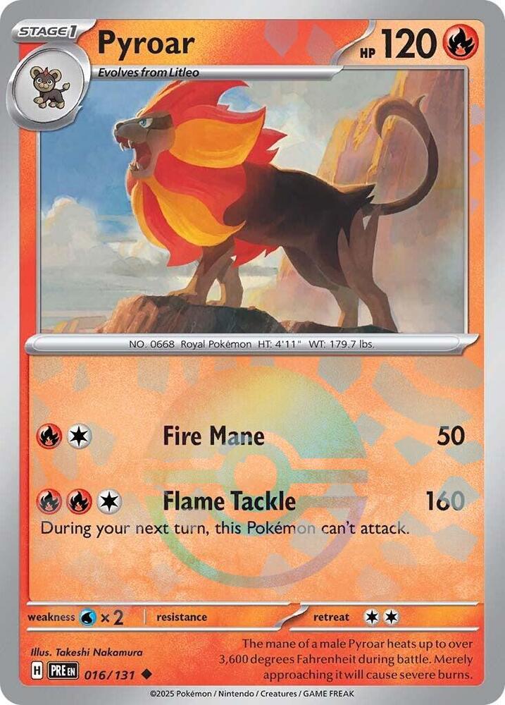 Pyroar (016/131) (Poke Ball Pattern) [Scarlet & Violet: Prismatic Evolutions] | Mega City Incorporated