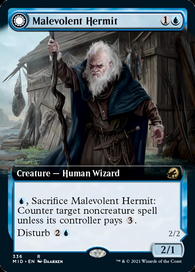 Malevolent Hermit // Benevolent Geist (Extended Art) [Innistrad: Midnight Hunt] | Mega City Incorporated