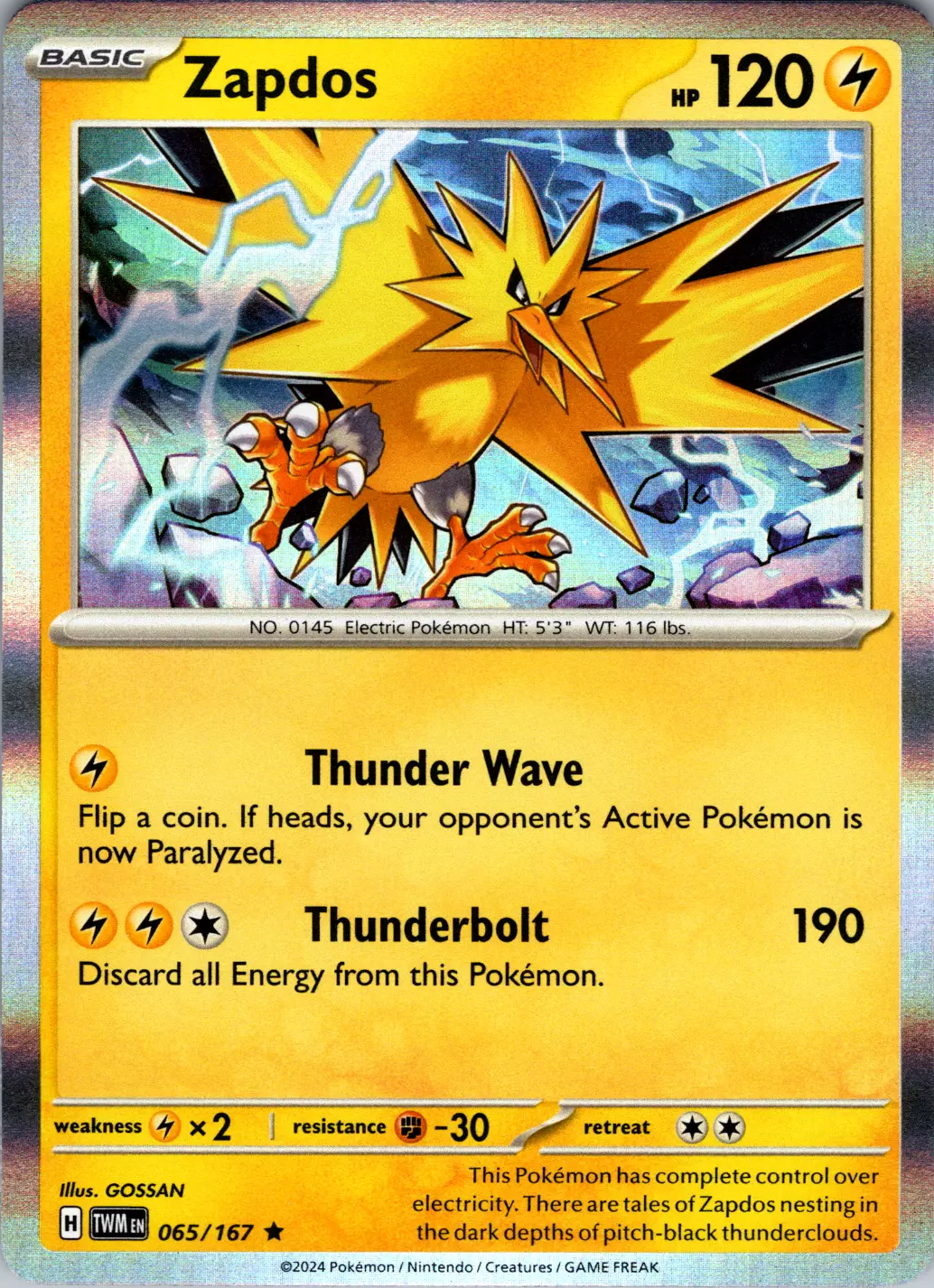 Zapdos (065/167) [Scarlet & Violet: Twilight Masquerade] | Mega City Incorporated