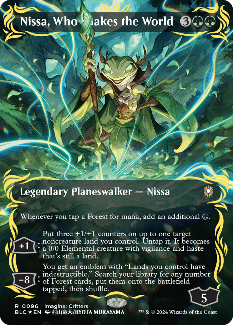 Nissa, Who Shakes the World (Borderless) (Raised Foil) [Bloomburrow Commander] | Mega City Incorporated