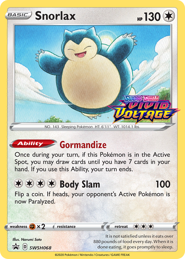 Snorlax (SWSH068) (Prerelease Promo) [Sword & Shield: Black Star Promos] | Mega City Incorporated