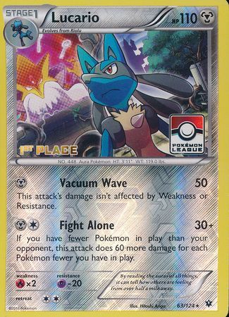 Lucario (63/124) (League Promo 1st Place) [XY: Fates Collide] | Mega City Incorporated