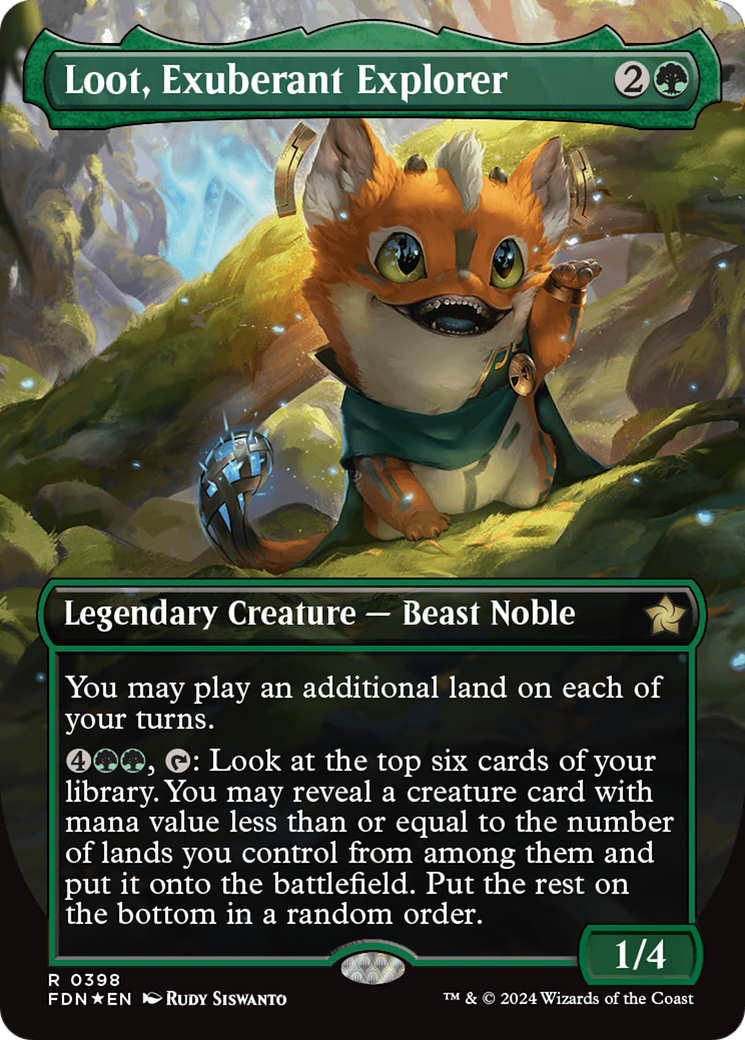 Loot, Exuberant Explorer (Borderless) (Mana Foil) [Foundations] | Mega City Incorporated