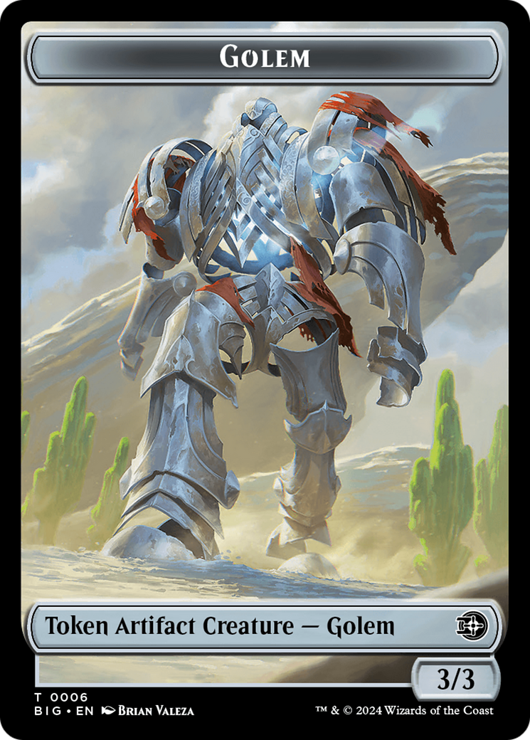 Treasure // Golem Double-Sided Token [Outlaws of Thunder Junction Tokens] | Mega City Incorporated