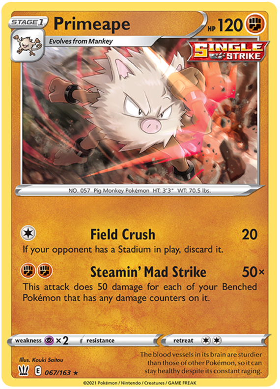 Primeape (067/163) [Sword & Shield: Battle Styles] | Mega City Incorporated