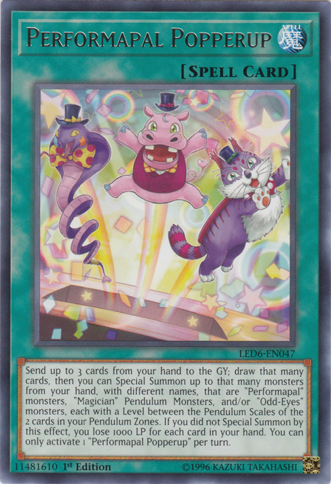 Performapal Popperup [LED6-EN047] Rare | Mega City Incorporated
