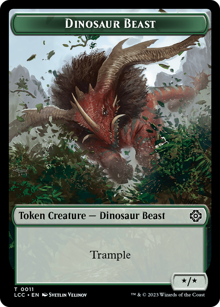 Dinosaur Beast // Dinosaur Double-Sided Token [The Lost Caverns of Ixalan Commander Tokens] | Mega City Incorporated