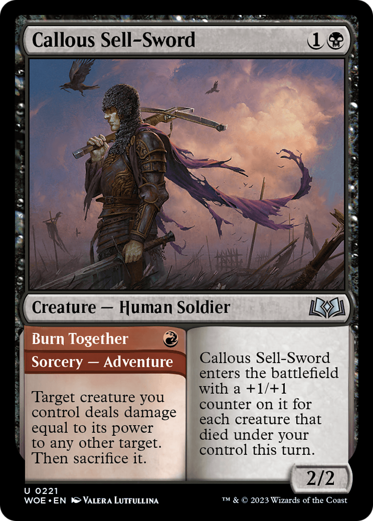 Callous Sell-Sword // Burn Together [Wilds of Eldraine] | Mega City Incorporated