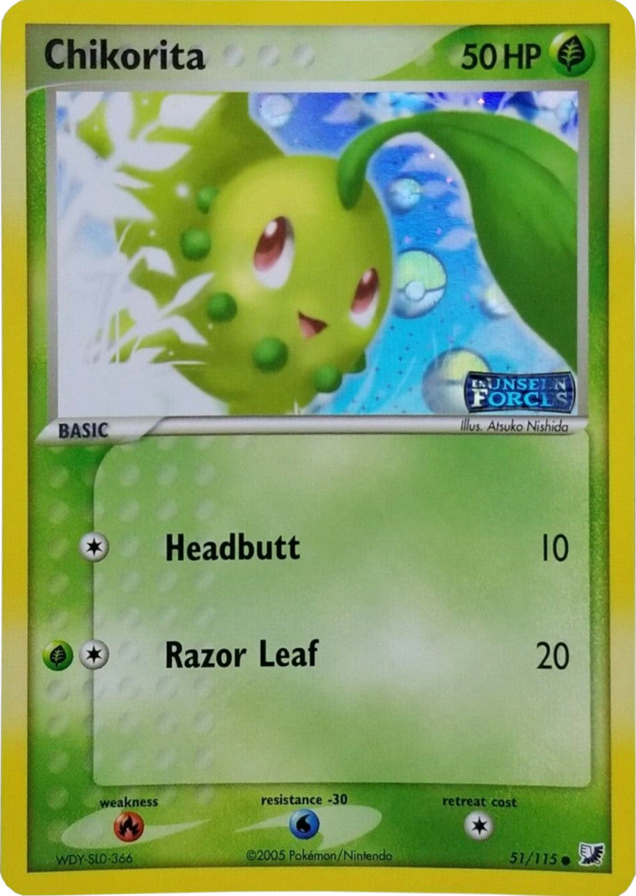 Chikorita (51/115) (Stamped) [EX: Unseen Forces] | Mega City Incorporated