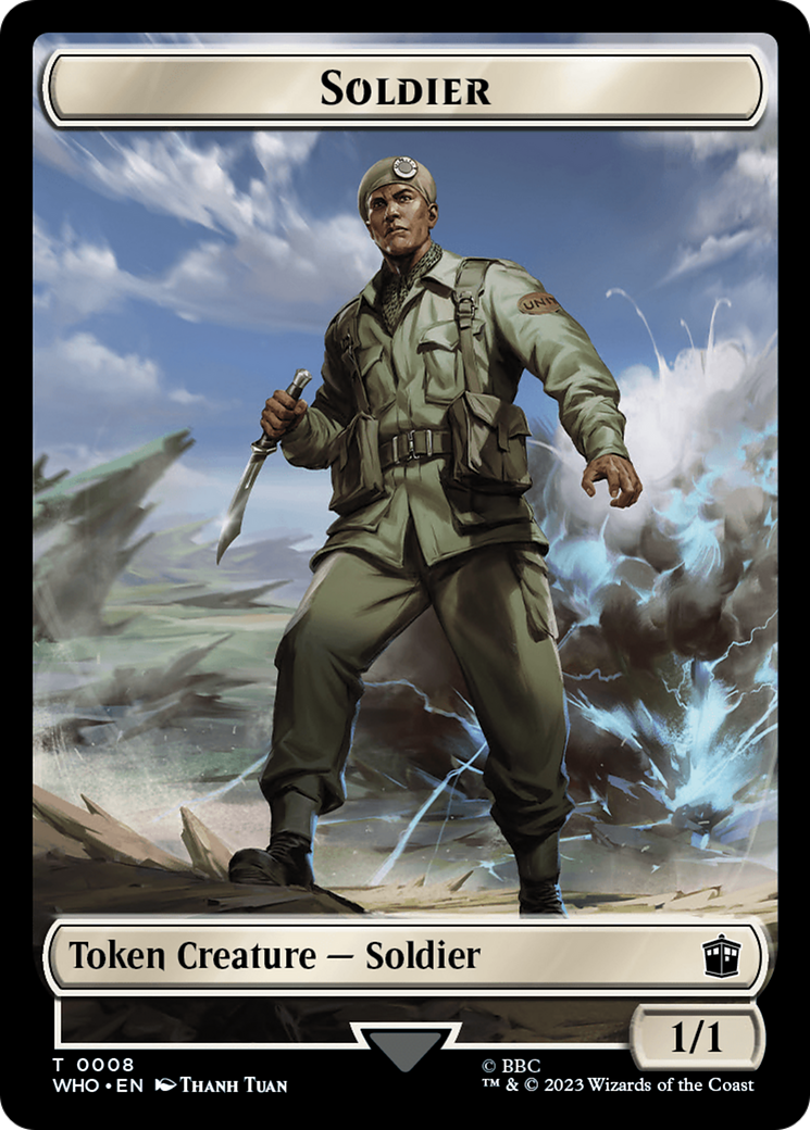 Soldier // Dinosaur Double-Sided Token [Doctor Who Tokens] | Mega City Incorporated