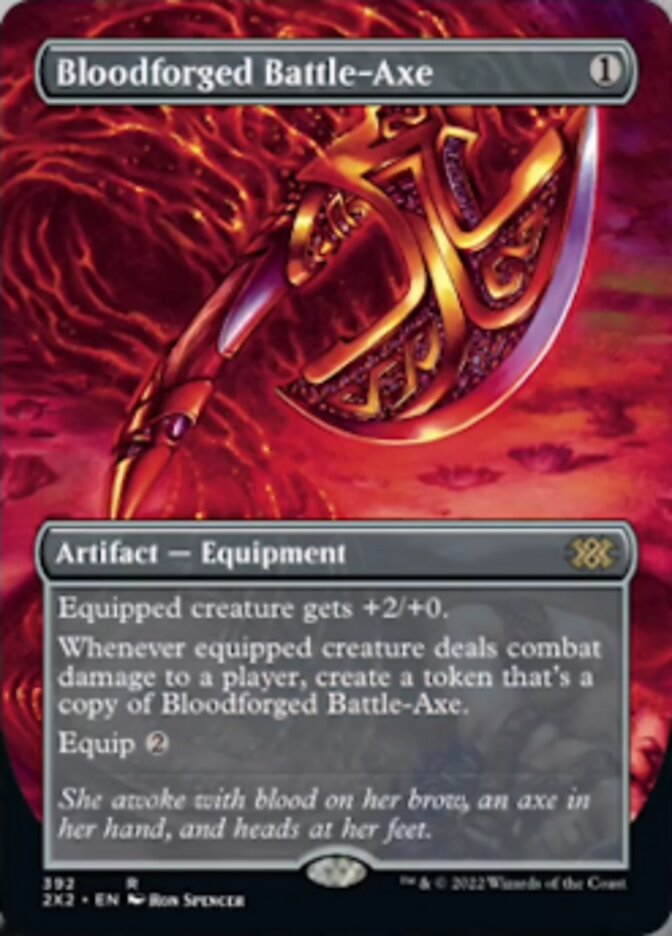 Bloodforged Battle-Axe (Borderless Alternate Art) [Double Masters 2022] | Mega City Incorporated