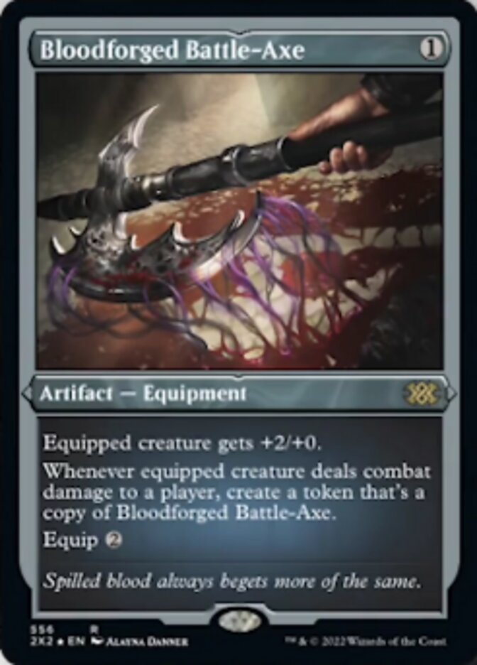 Bloodforged Battle-Axe (Foil Etched) [Double Masters 2022] | Mega City Incorporated