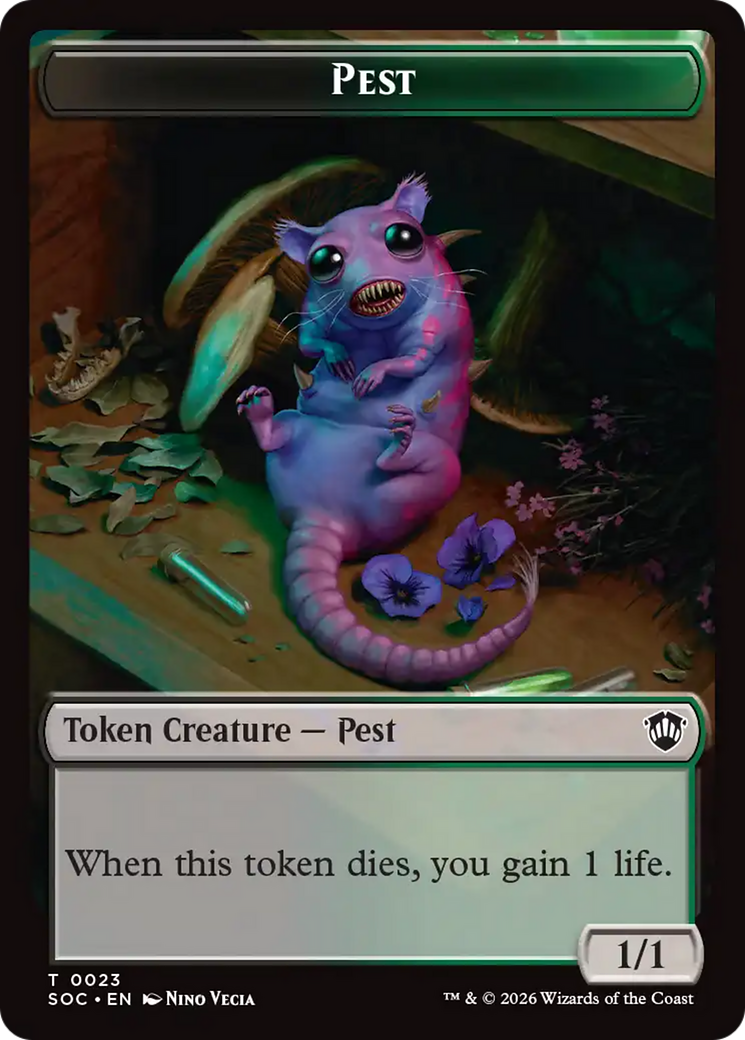 Saproling // Pest (0023) Double-Sided Token [Secrets of Strixhaven Commander Tokens] | Mega City Incorporated