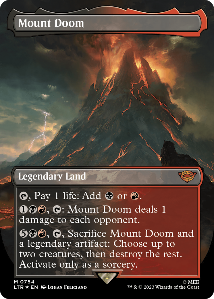 Mount Doom (Borderless) (Surge Foil) [The Lord of the Rings: Tales of Middle-Earth] | Mega City Incorporated
