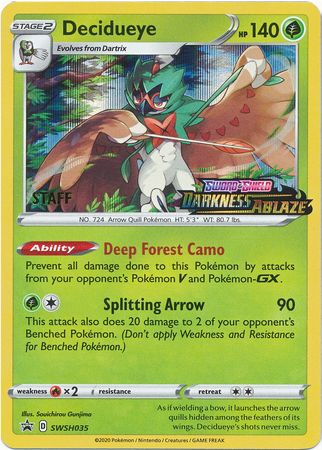 Decidueye (SWSH035) (Staff Prerelease Promo) [Sword & Shield: Black Star Promos] | Mega City Incorporated