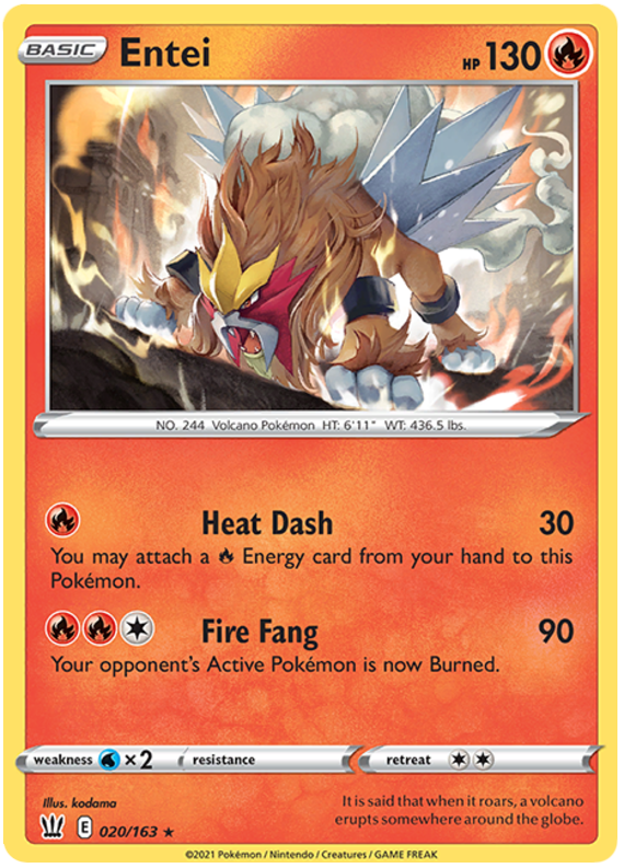 Entei (020/163) [Sword & Shield: Battle Styles] | Mega City Incorporated