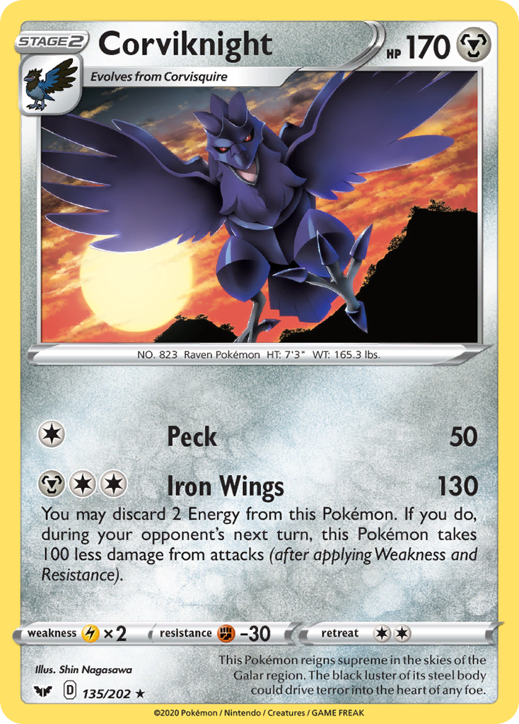 Corviknight (135/202) [Sword & Shield: Base Set] | Mega City Incorporated