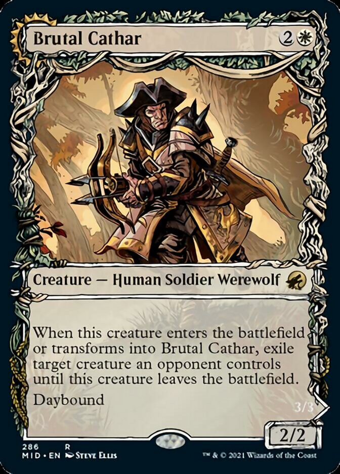 Brutal Cathar // Moonrage Brute (Showcase Equinox) [Innistrad: Midnight Hunt] | Mega City Incorporated