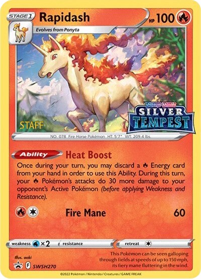 Rapidash (SWSH270) (Prerelease) (Staff) [Sword & Shield: Black Star Promos] | Mega City Incorporated