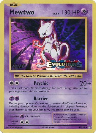 Mewtwo (51/108) (XY Evolutions Staff Prerelease) [XY: Black Star Promos] | Mega City Incorporated