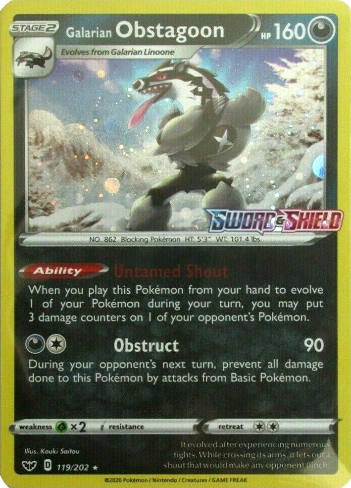 Galarian Obstagoon (119/202) (Cosmos Holo) [Sword & Shield: Base Set] | Mega City Incorporated