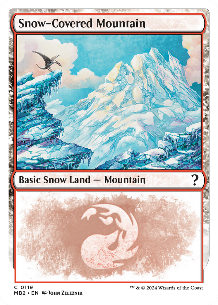 Snow-Covered Mountain (White Border) [Mystery Booster 2] | Mega City Incorporated