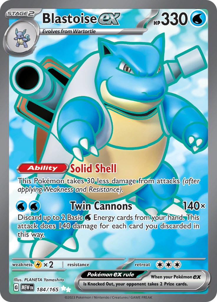 Blastoise ex (184/165) [Scarlet & Violet 151] | Mega City Incorporated