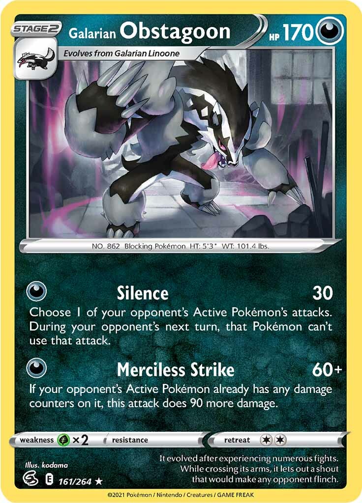 Galarian Obstagoon (161/264) [Sword & Shield: Fusion Strike] | Mega City Incorporated