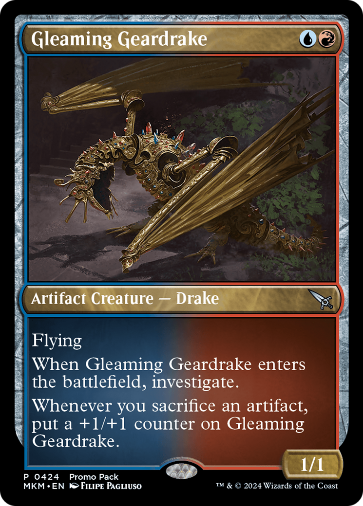 Gleaming Geardrake (Promo Pack) [Murders at Karlov Manor Promos] | Mega City Incorporated