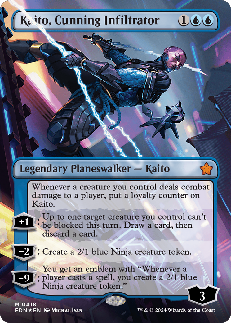 Kaito, Cunning Infiltrator (Borderless) (Mana Foil) [Foundations] | Mega City Incorporated