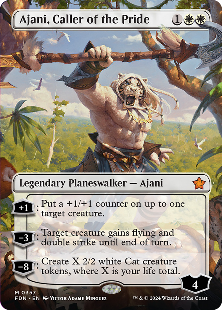 Ajani, Caller of the Pride (Borderless) [Foundations] | Mega City Incorporated