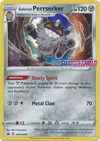 Galarian Perrserker (SWSH008) (Prerelease Promo) [Sword & Shield: Black Star Promos] | Mega City Incorporated