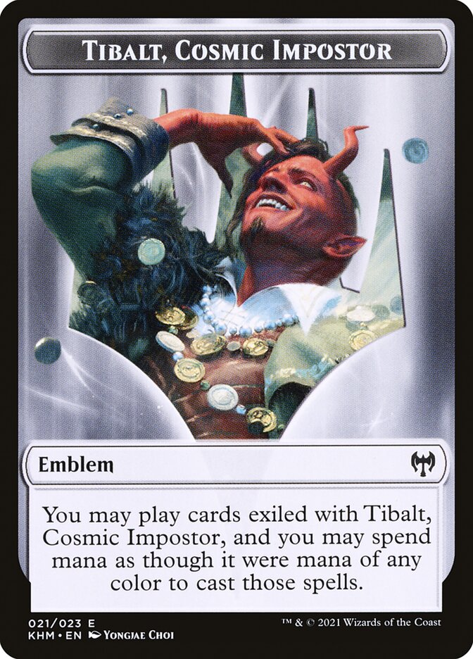Elf Warrior // Tibalt, Cosmic Impostor Emblem Double-Sided Token [Kaldheim Tokens] | Mega City Incorporated