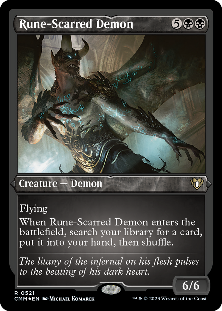 Rune-Scarred Demon (Foil Etched) [Commander Masters] | Mega City Incorporated