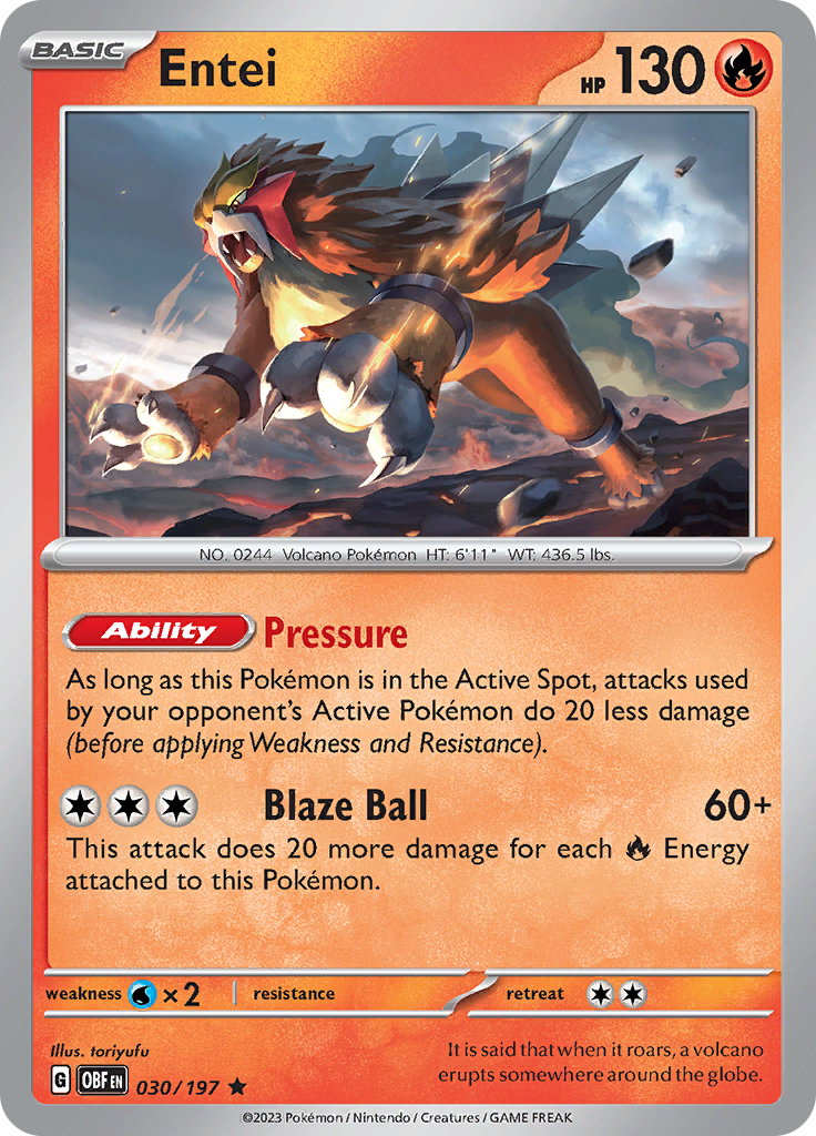 Entei (030/197) [Scarlet & Violet: Obsidian Flames] | Mega City Incorporated