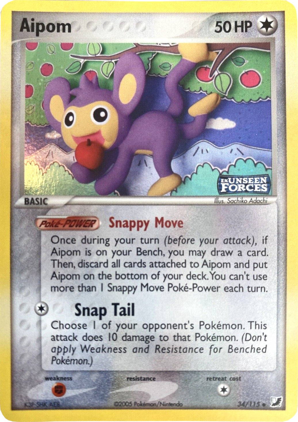 Aipom (34/115) (Stamped) [EX: Unseen Forces] | Mega City Incorporated