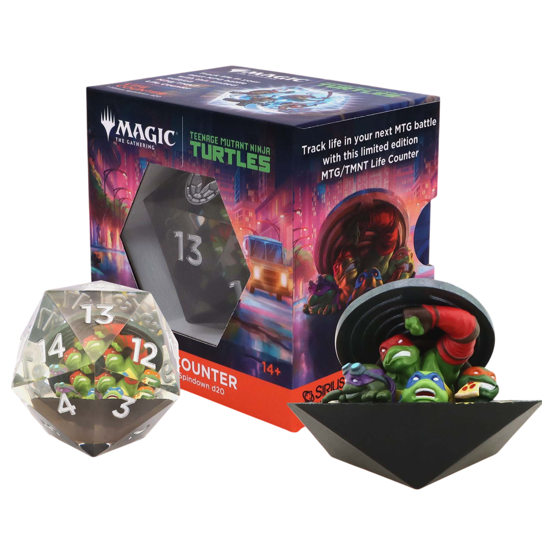Sirius Dice: MTG: Teenage Mutant Ninja Turtles 55mm D20 Spindown | Mega City Incorporated