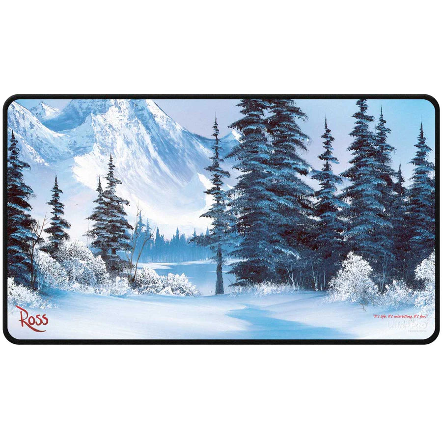 Bob Ross - Winter Paradise Black Stitched Playmat for Tabletop Gaming | Mega City Incorporated