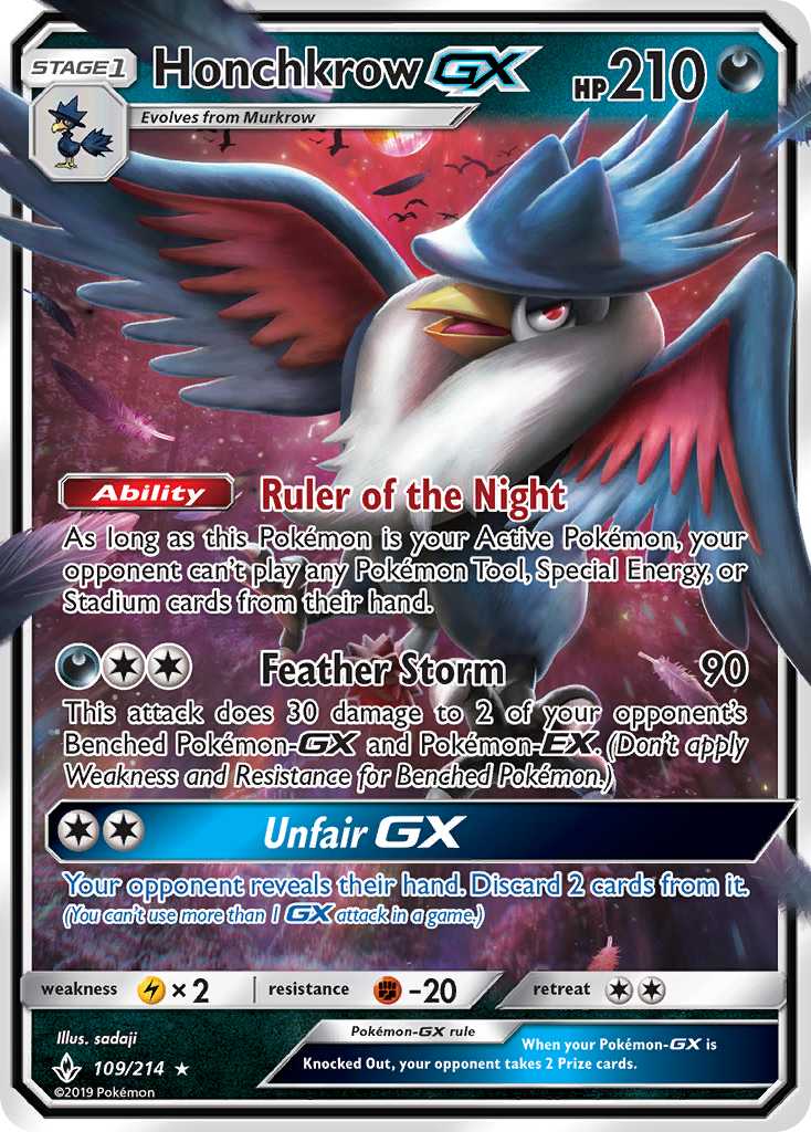 Honchkrow GX (109/214) [Sun & Moon: Unbroken Bonds] | Mega City Incorporated