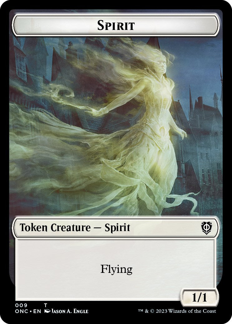 Human // Spirit Double-Sided Token [Phyrexia: All Will Be One Commander Tokens] | Mega City Incorporated