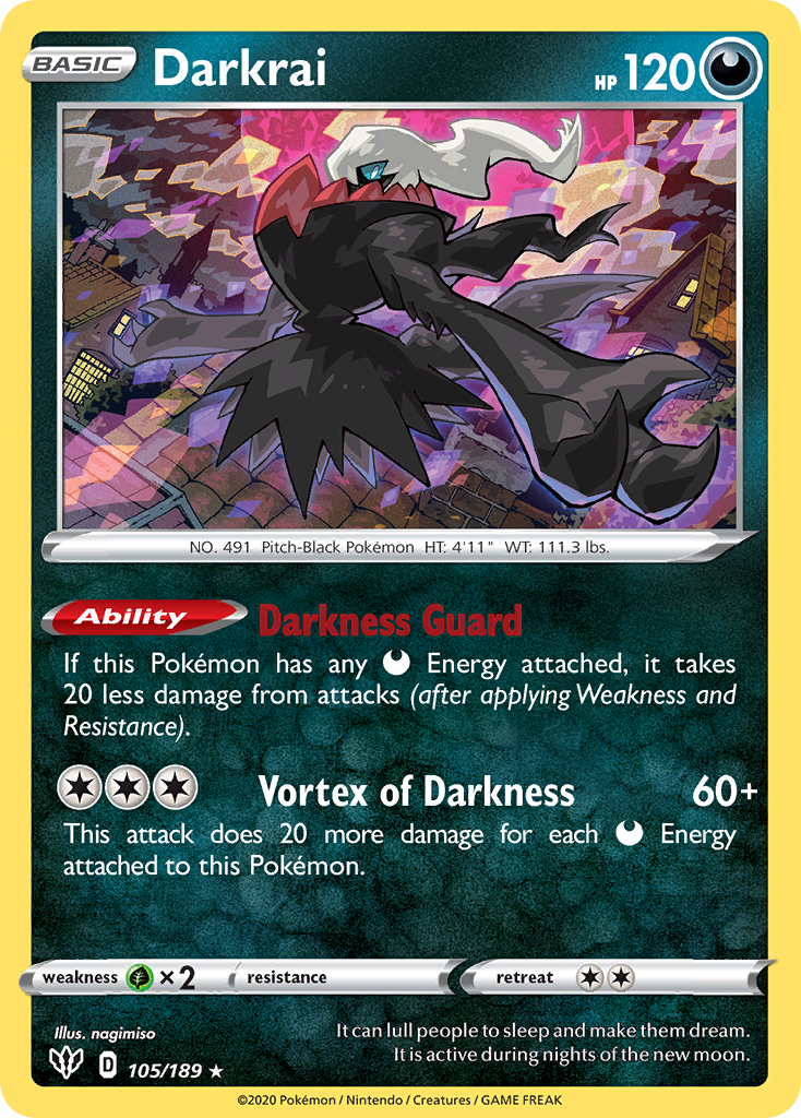 Darkrai (105/189) (Cosmos Holo) [Sword & Shield: Darkness Ablaze] | Mega City Incorporated