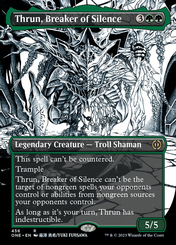 Thrun, Breaker of Silence (Borderless Manga Step-and-Compleat Foil) [Phyrexia: All Will Be One] | Mega City Incorporated